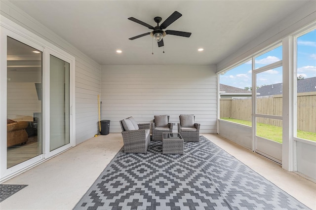 1425 SW 67th Dr, Gainesville, FL 32607 - sunroom featuring ceiling fan