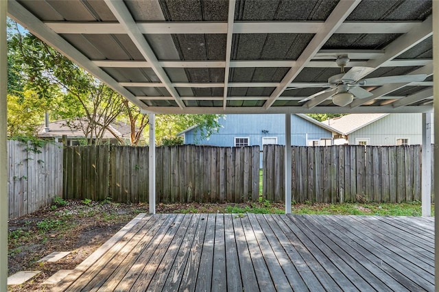 2963 SW 40th Ave, Gainesville, FL 32608 - wooden terrace with a fenced backyard and ceiling fan