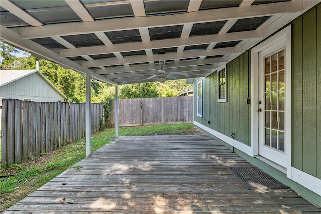 2963 SW 40th Ave, Gainesville, FL 32608 - wooden deck featuring a fenced backyard and ceiling fan