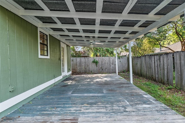 2963 SW 40th Ave, Gainesville, FL 32608 - wooden deck with a fenced backyard and a ceiling fan