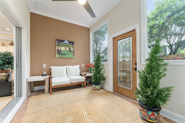 552 NW 136th St, Newberry, FL 32669 - doorway featuring ornamental molding and ceiling fan