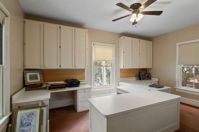708 E University Ave, Gainesville, FL 32601 - home office featuring dark carpet and a ceiling fan
