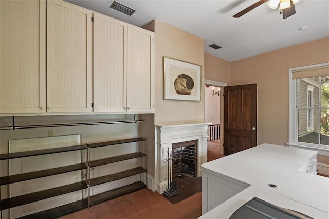708 E University Ave, Gainesville, FL 32601 - office with ceiling fan, a fireplace, and radiator