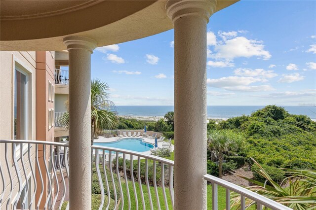 604 Ocean Club Ct, Fernandina Beach, FL 32034 - balcony with a water view and view of pool area