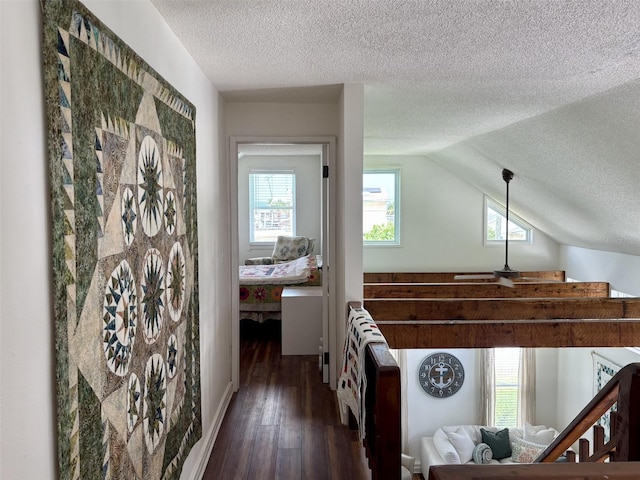 1536 S Central Ave, Flagler Beach, FL 32136 - bedroom featuring a textured ceiling, dark wood-type flooring, and lofted ceiling