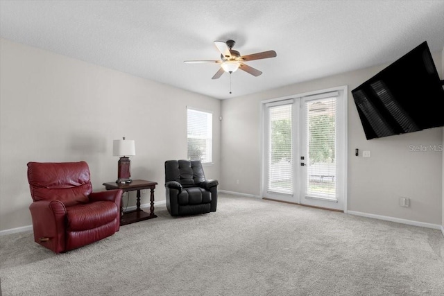 1011 Wetland Ridge Cir, Middleburg, FL 32068 - sitting room with a ceiling fan, carpet flooring, and a textured ceiling