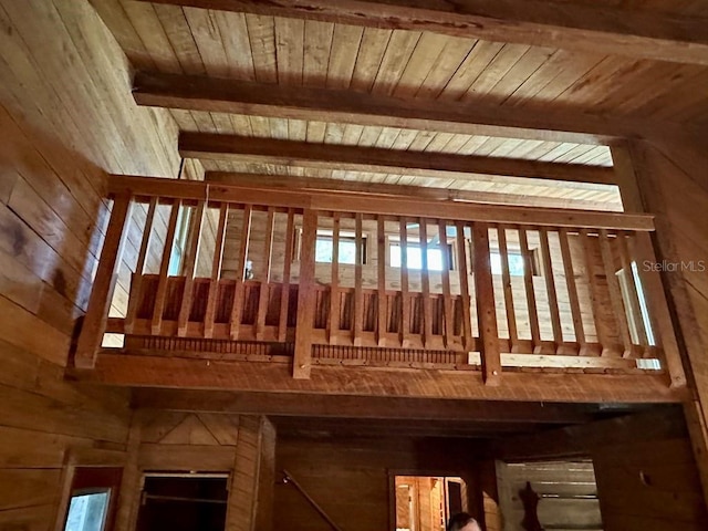 9947 SW 37th St, Lake Butler, FL 32054 - detailed view of wood walls and a wooden ceiling with exposed beams