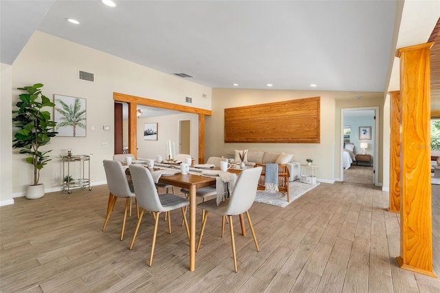 900 NW Snug Harbor Rd, Crystal River, FL 34428 - dining room with light wood-style floors and recessed lighting