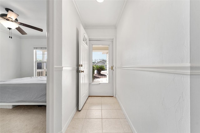 11752 NW 61st Ter, Alachua, FL 32615 - corridor featuring plenty of natural light, ornamental molding, and light tile patterned floors