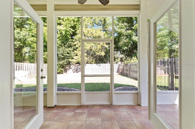 11752 NW 61st Ter, Alachua, FL 32615 - unfurnished sunroom featuring ceiling fan