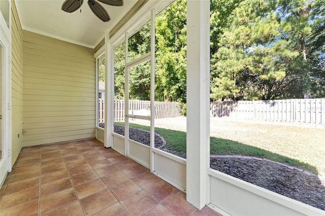 11752 NW 61st Ter, Alachua, FL 32615 - unfurnished sunroom featuring ceiling fan