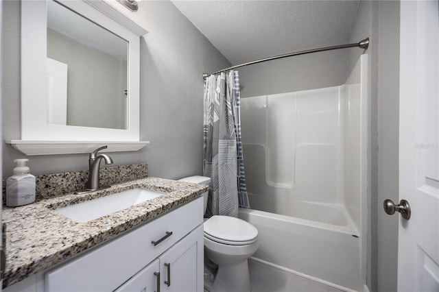 6519 W Newberry Rd Unit 404, Gainesville, FL 32605 - bathroom featuring vanity, shower / tub combo, a textured wall, and a textured ceiling