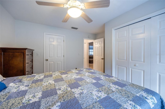 2013 SW 76th Ter, Gainesville, FL 32607 - bedroom featuring a closet and a ceiling fan