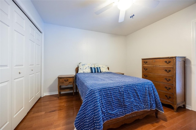 2013 SW 76th Ter, Gainesville, FL 32607 - bedroom featuring wood finished floors, a closet, and ceiling fan