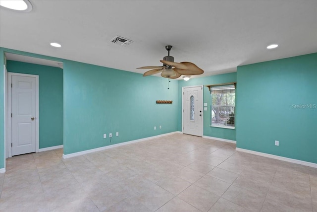 350 Hardee St, Bronson, FL 32621 - unfurnished room featuring a ceiling fan, recessed lighting, and light tile patterned floors