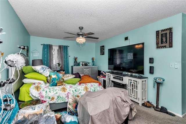 487 Midway Dr Unit B, Ocala, FL 34472 - bedroom featuring carpet floors, a ceiling fan, and a textured ceiling
