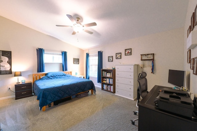 3735 NW 64th Pl, Gainesville, FL 32653 - carpeted bedroom with vaulted ceiling, a desk, and ceiling fan