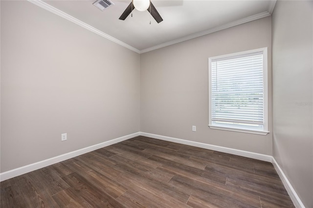 16011 S County Road 325, Hawthorne, FL 32640 - empty room featuring ceiling fan, crown molding, and dark wood-style floors