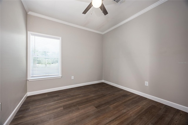 16011 S County Road 325, Hawthorne, FL 32640 - empty room featuring dark wood-style flooring, ceiling fan, and ornamental molding