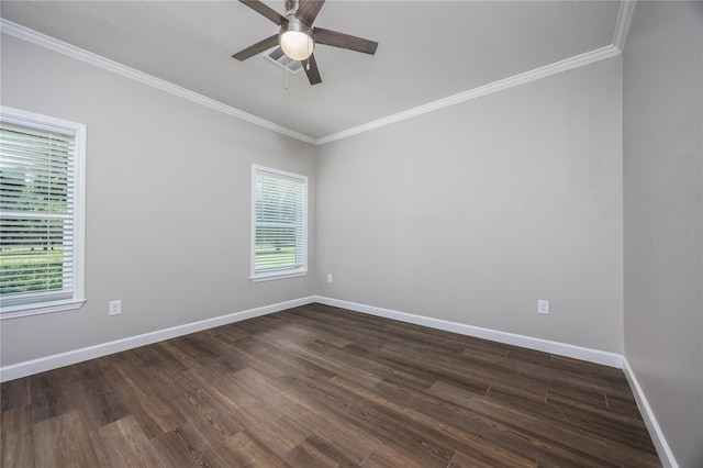 16011 S County Road 325, Hawthorne, FL 32640 - empty room with a ceiling fan, dark wood finished floors, and ornamental molding