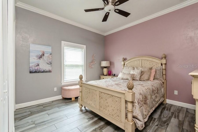 6813 SW 83rd Ter, Lake Butler, FL 32054 - bedroom featuring ornamental molding, wood finished floors, and a ceiling fan