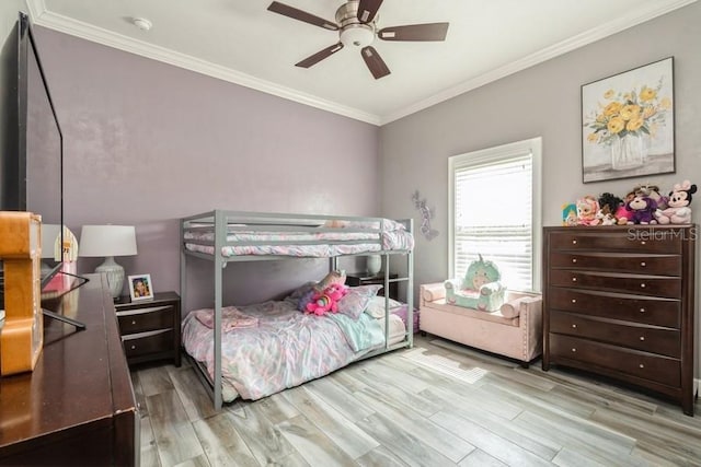 6813 SW 83rd Ter, Lake Butler, FL 32054 - bedroom featuring wood finished floors, crown molding, and ceiling fan