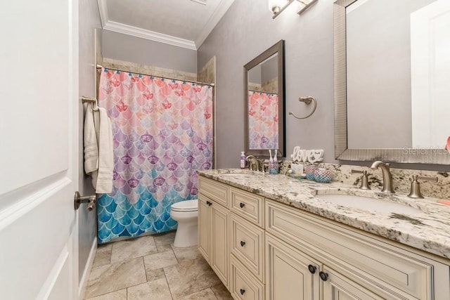 6813 SW 83rd Ter, Lake Butler, FL 32054 - full bath with crown molding, double vanity, and a shower with curtain
