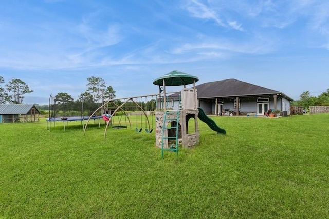 6813 SW 83rd Ter, Lake Butler, FL 32054 - view of playground with a trampoline and a yard