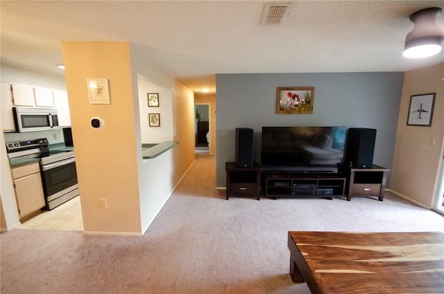 3705 SW 27th St Unit 223, Gainesville, FL 32608 - living area with light colored carpet and a textured ceiling