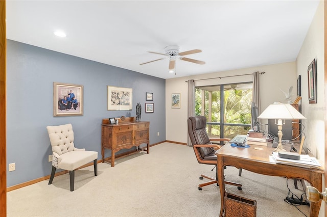 6501 NW 16th Pl, Gainesville, FL 32605 - office featuring ceiling fan and carpet floors