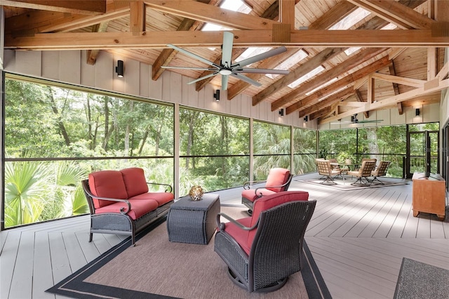 6501 NW 16th Pl, Gainesville, FL 32605 - sunroom / solarium with a ceiling fan, an outdoor living space, and plenty of natural light