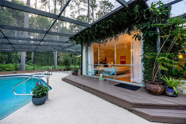 2010 NW 32nd Ter, Gainesville, FL 32605 - outdoor pool featuring a wooden deck, a lanai, and a patio