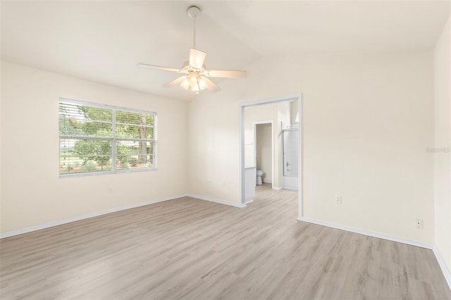 3846 NW 62nd Pl, Gainesville, FL 32653 - empty room with light wood-type flooring, vaulted ceiling, and a ceiling fan