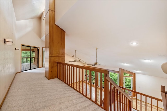 1225 NW 23rd Ter, Gainesville, FL 32605 - hallway featuring carpet floors, an upstairs landing, and recessed lighting