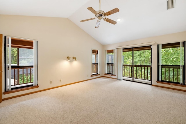 1225 NW 23rd Ter, Gainesville, FL 32605 - carpeted empty room featuring ceiling fan and high vaulted ceiling
