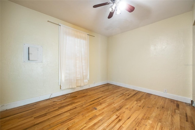 407 NW 8th St, Gainesville, FL 32601 - empty room featuring hardwood / wood-style floors, a ceiling fan, and electric panel