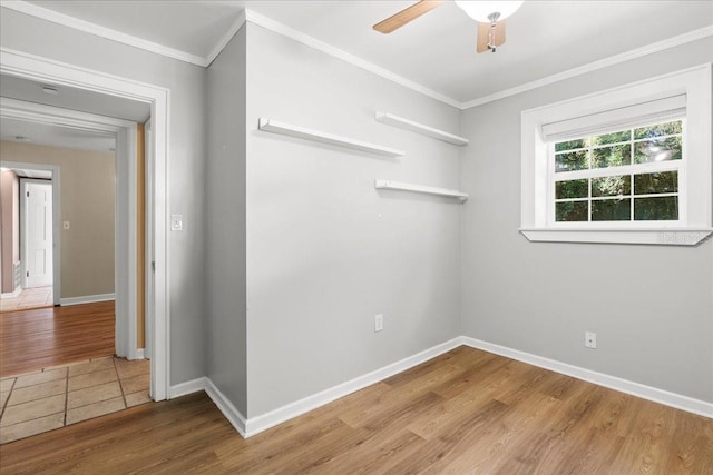 3404 NW 4th St, Gainesville, FL 32609 - unfurnished room with wood finished floors, ornamental molding, and a ceiling fan