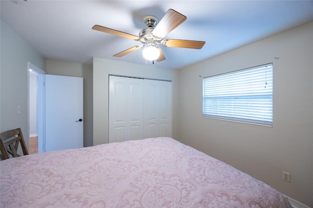 5022 NW 34th Ter, Gainesville, FL 32605 - bedroom with a closet and ceiling fan