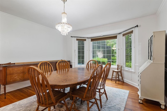 2506 SW 9th Dr, Gainesville, FL 32601 - dining space with ornamental molding, wood finished floors, and a chandelier