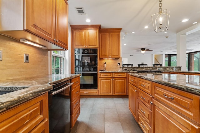 2506 SW 9th Dr, Gainesville, FL 32601 - kitchen with plenty of natural light, tasteful backsplash, brown cabinets, and recessed lighting