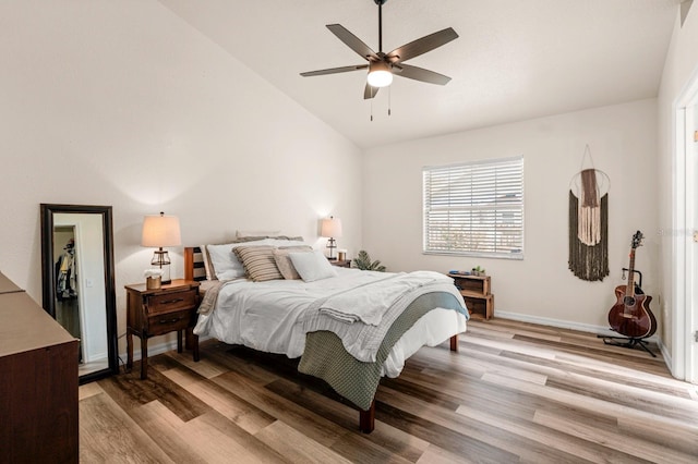3292 NE 42nd Pl, Ocala, FL 34479 - bedroom with vaulted ceiling, light wood-type flooring, and ceiling fan