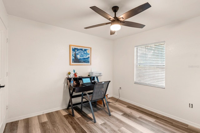 3292 NE 42nd Pl, Ocala, FL 34479 - home office with light wood-type flooring and ceiling fan