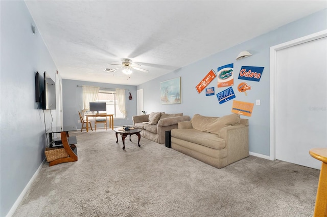 3800 SW 20th Ave Unit 210, Gainesville, FL 32607 - living room featuring ceiling fan and carpet
