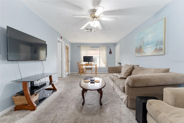 3800 SW 20th Ave Unit 210, Gainesville, FL 32607 - living room with ceiling fan and carpet flooring