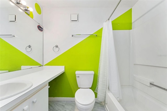 3800 SW 20th Ave Unit 210, Gainesville, FL 32607 - bathroom featuring vanity, shower / bath combination with curtain, and marble finish floors