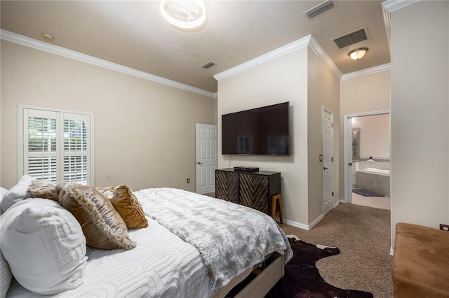 3737 SW 74th Dr, Gainesville, FL 32608 - bedroom with carpet floors, crown molding, and connected bathroom