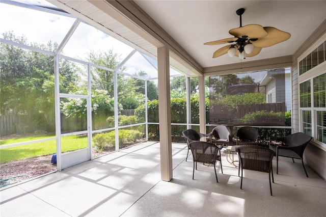 3737 SW 74th Dr, Gainesville, FL 32608 - sunroom featuring a ceiling fan and plenty of natural light