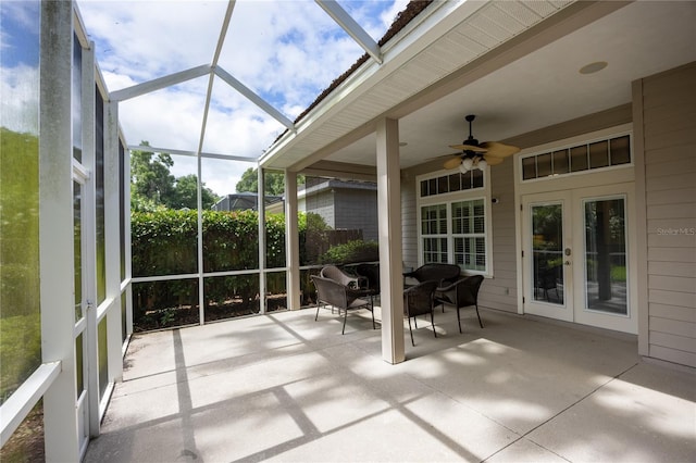 3737 SW 74th Dr, Gainesville, FL 32608 - sunroom featuring french doors, ceiling fan, and healthy amount of natural light