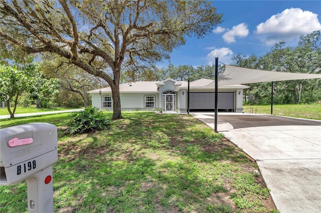 8198 N Brook Way, Citrus Springs, FL 34433 - ranch-style house featuring an attached garage, concrete driveway, and a front lawn