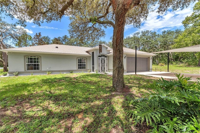 8198 N Brook Way, Citrus Springs, FL 34433 - single story home with a garage, stucco siding, driveway, and a front yard